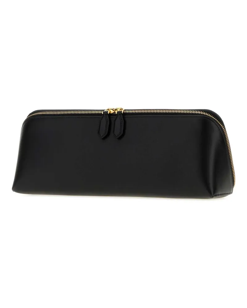 Alaïa Calfskin Leather Clutch — Black Black