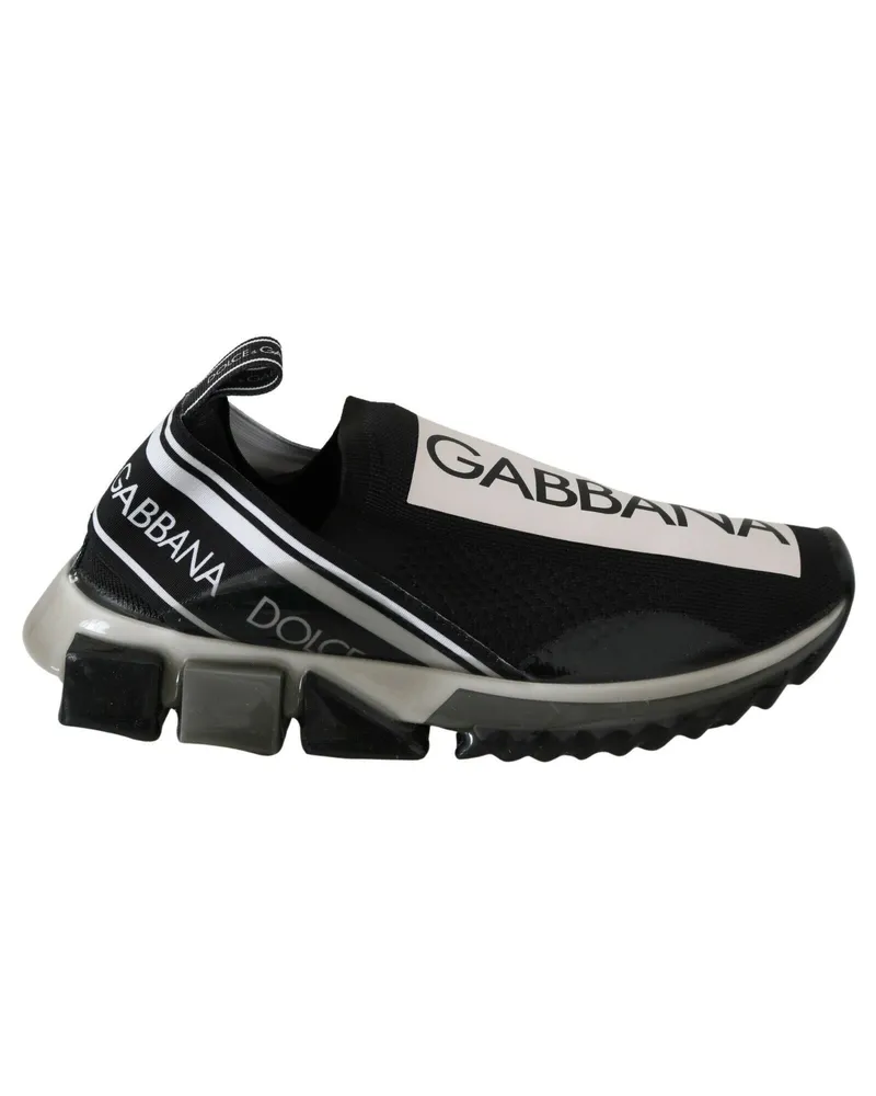 Dolce & Gabbana Men's Black White Sorrento Sport Stretch Sneakers Elastane Black