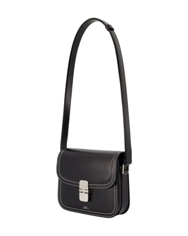 A.P.C. Women's Grace Small Crossbody -  Leather Black Cowhide Bags Crossbodies Black