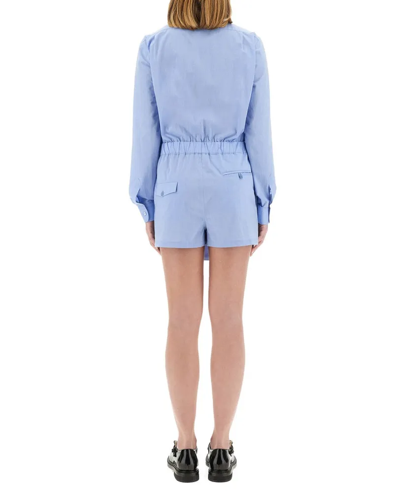 Moschino Poplin Cotton Jumpsuit — Blue Blue