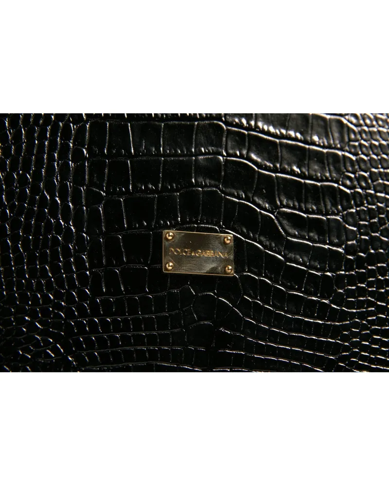 Dolce & Gabbana Men's Elegant Black Leather Logo Plaque Holder Catalogue Case Calf Accessory Black
