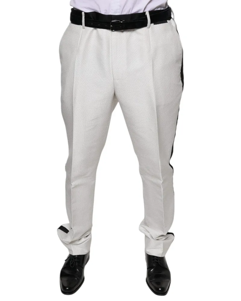 Dolce & Gabbana Men's White Polyester Formal Dress Pants Silk White