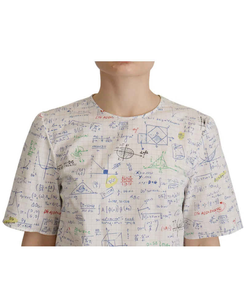Dolce & Gabbana Women's White Cotton Algebra Print Short Sleeves Top White