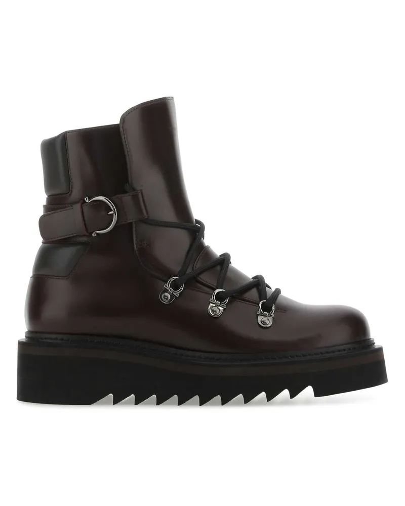 Ferragamo Women's Elimo Ankle Boot Brown Leather Brown
