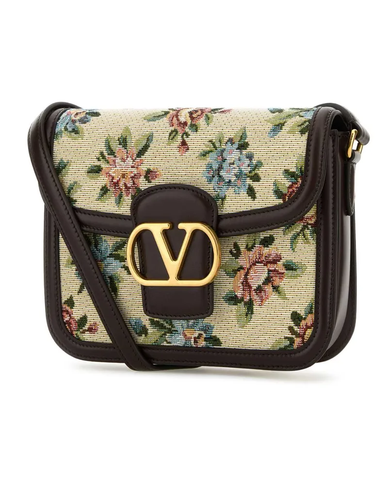 Valentino Garavani Women's Embroidered Fabric 9to5 Crossbody Bag Multicoloroakbrown Borse A Tracolla Multicolor