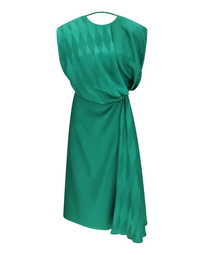 Versace Women's Midi Silk Dress With Twist Detail, Emerald Green