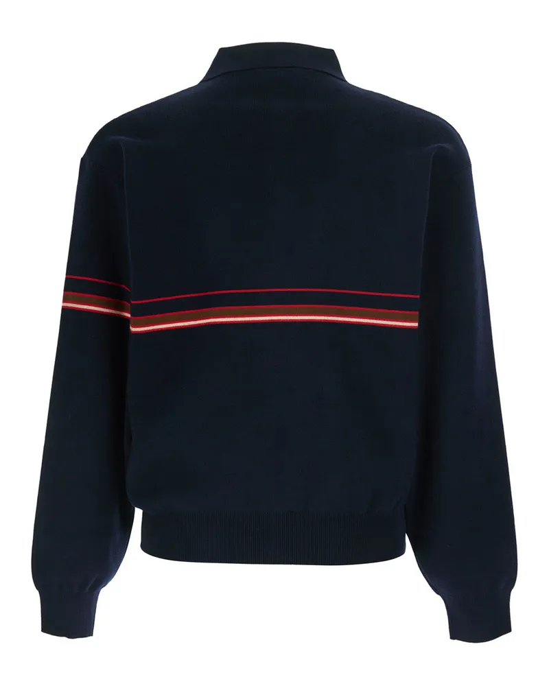 Versace Striped Cotton Polo Shirt — Navy Navy
