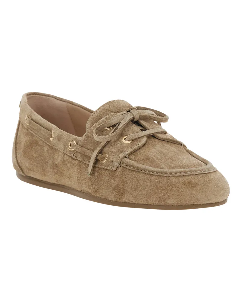 Stuart Weitzman Women's Loafers Tinsley Beige Leather 