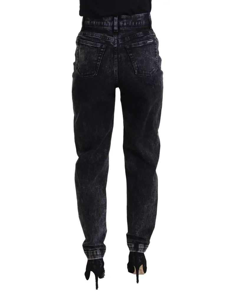 Dolce & Gabbana High-Waist Washed Denim Jeans — Black Black