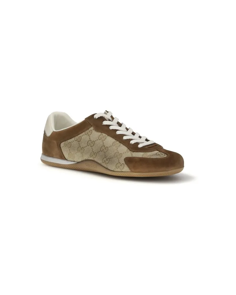 Gucci Men's Brown Calf Leather Bos Taurus Sneakers Brown