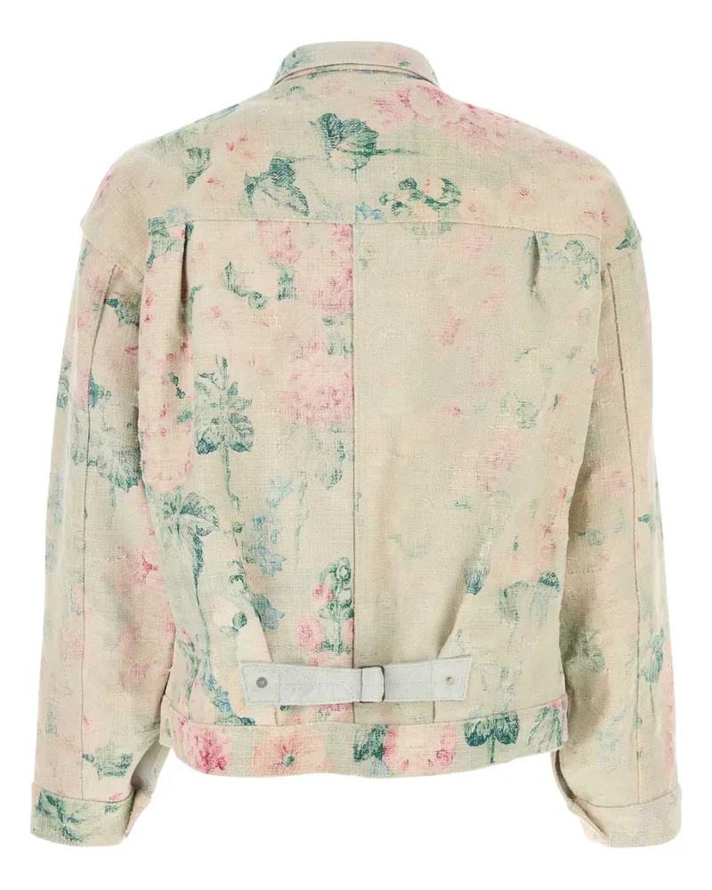 Junya Watanabe Men's Embroidered Canvas Jacket Bgegrnpnk Exterior: Rayonne Linen Giubbini Beige