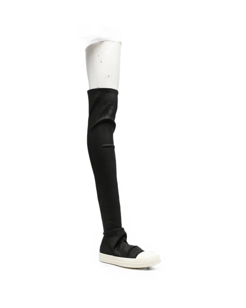 DRKSHDW by Rick Owens Round Toe Canvas Sneaker — Black Black