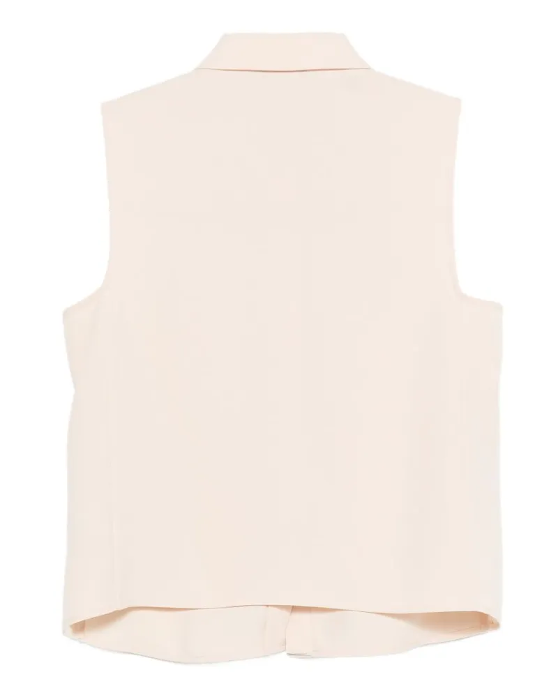 Emporio Armani Sleeveless Button-Front Blouse — Beige Beige