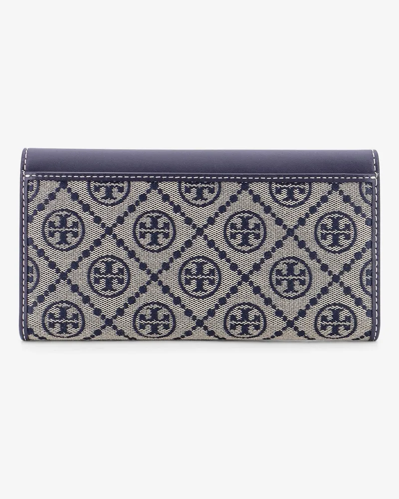 Tory Burch Women's Envelope Wallet T Monogram Blue Leather-Cotton-Polyester & Purses Leather/cotton/polyester Blue