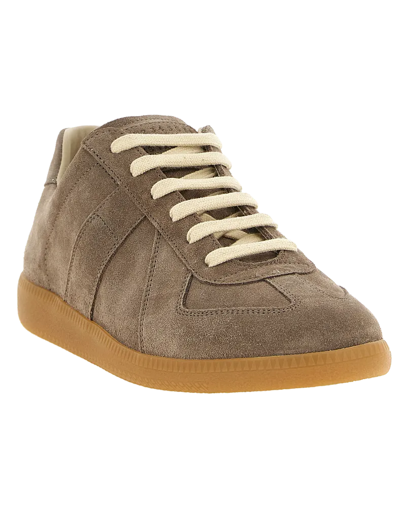 Maison Margiela Men's Beige Calfskin Low Top Sneakers 