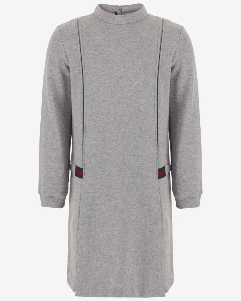 Gucci Girls' Cotton Dress With Web Detail Gray Gray