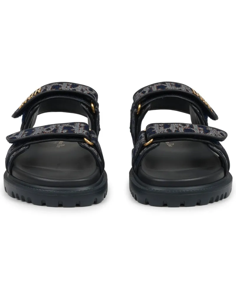 Dior Embroidered Cotton Sandals — Blue Blue