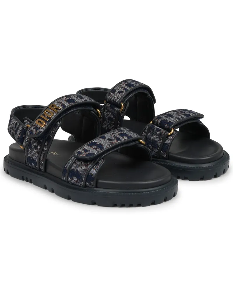Dior Embroidered Cotton Sandals — Blue Blue