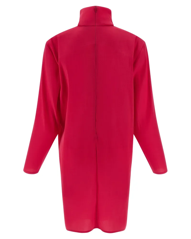 Saint Laurent Structured-Shoulder Stretch Organza Dress — Red Red
