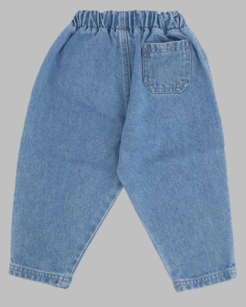 BOBO CHOSES Embossed Denim Trousers — Blue Blue
