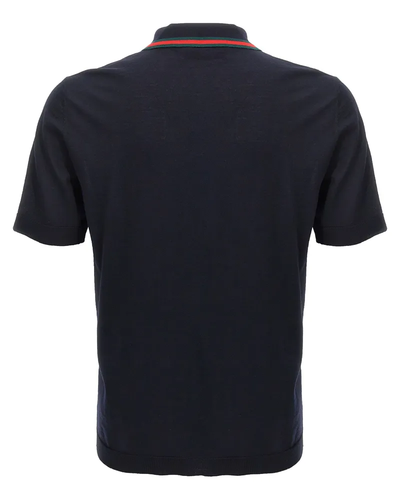 Gucci Men's Blue Wool Polo Shirt Navy