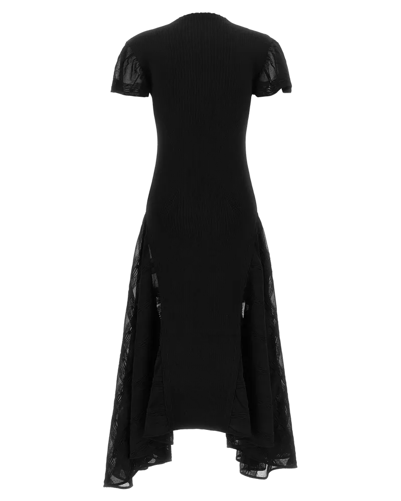 Lanvin Silk Blend Ribbed Dress — Black Black