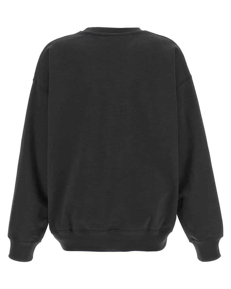 Ganni Bear-Print Crewneck Sweatshirt — Black Black