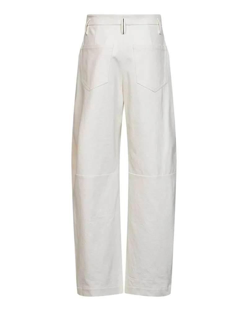 Brunello Cucinelli Women's Baggy Trousers Ivory Wool-Denim Cotton White