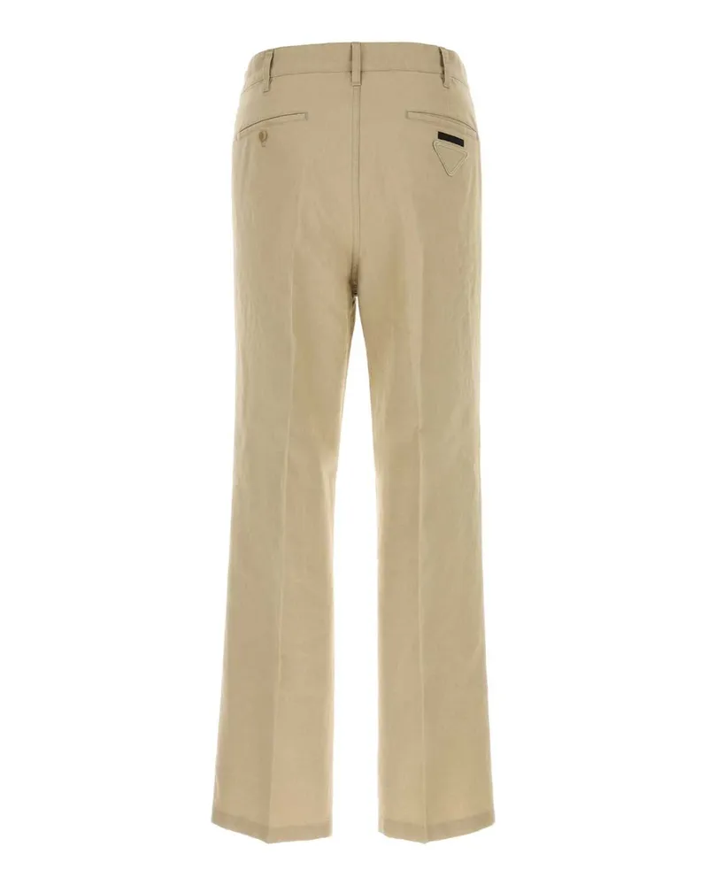 Prada Men's Sand Linen Pant Sabbia Exterior: Pantaloni Trousers Beige