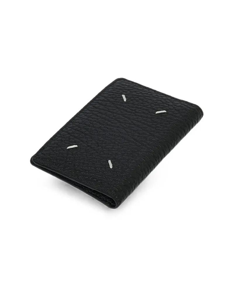 Maison Margiela Four-Stitch Calf Leather Card Holder — Black Black