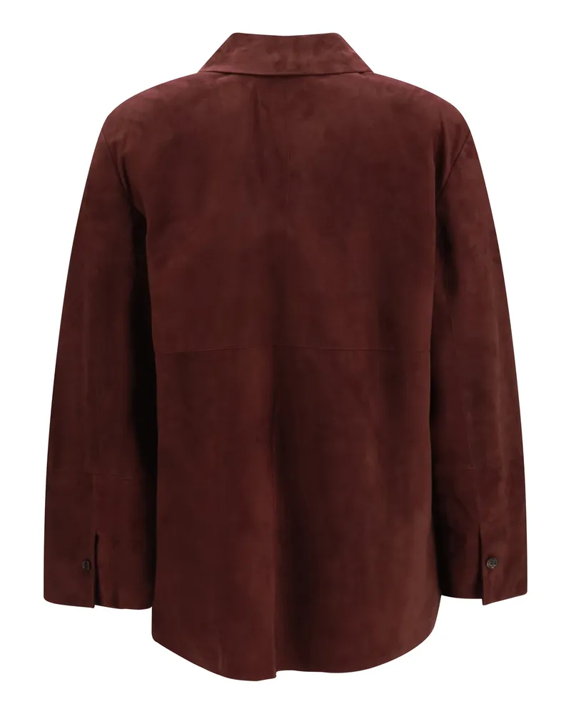 Max Mara Women's Suede Jacket Gocce Dark Ruby Lamb Leather 