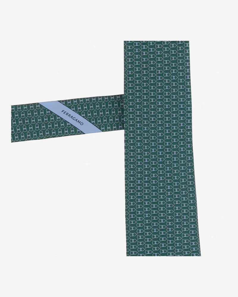 Ferragamo Men's Tie Silk Green Ties & Bow Green