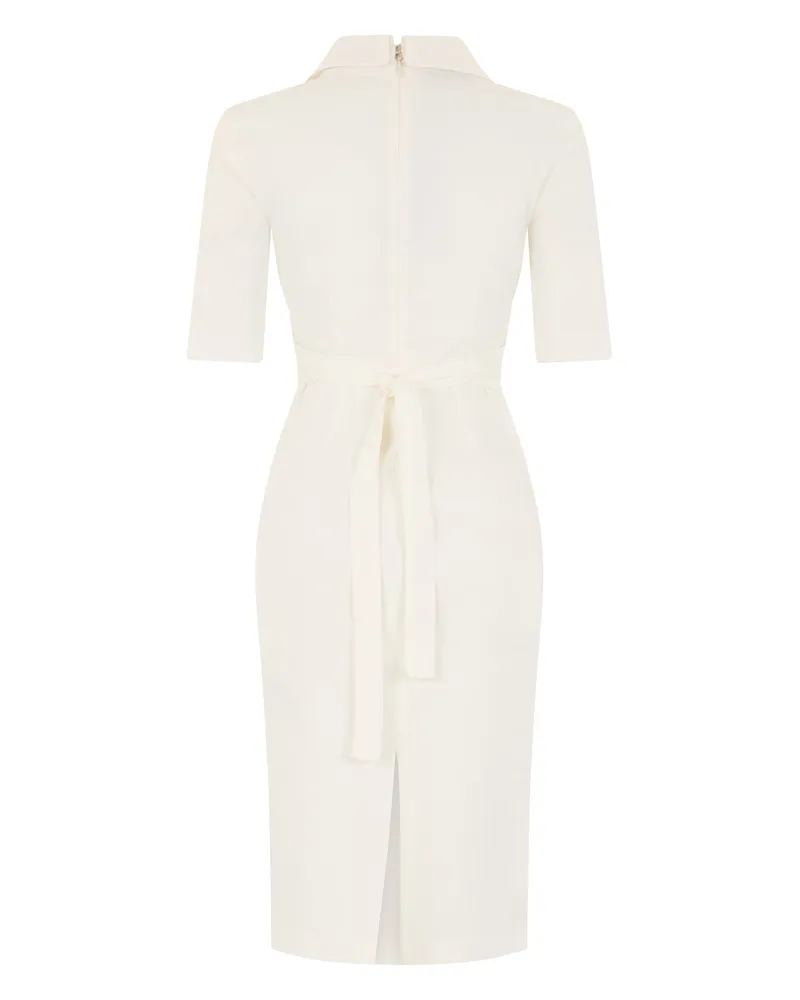 Pinko Women's Midi Dress With Bow White White-Snow Linen White/snow White