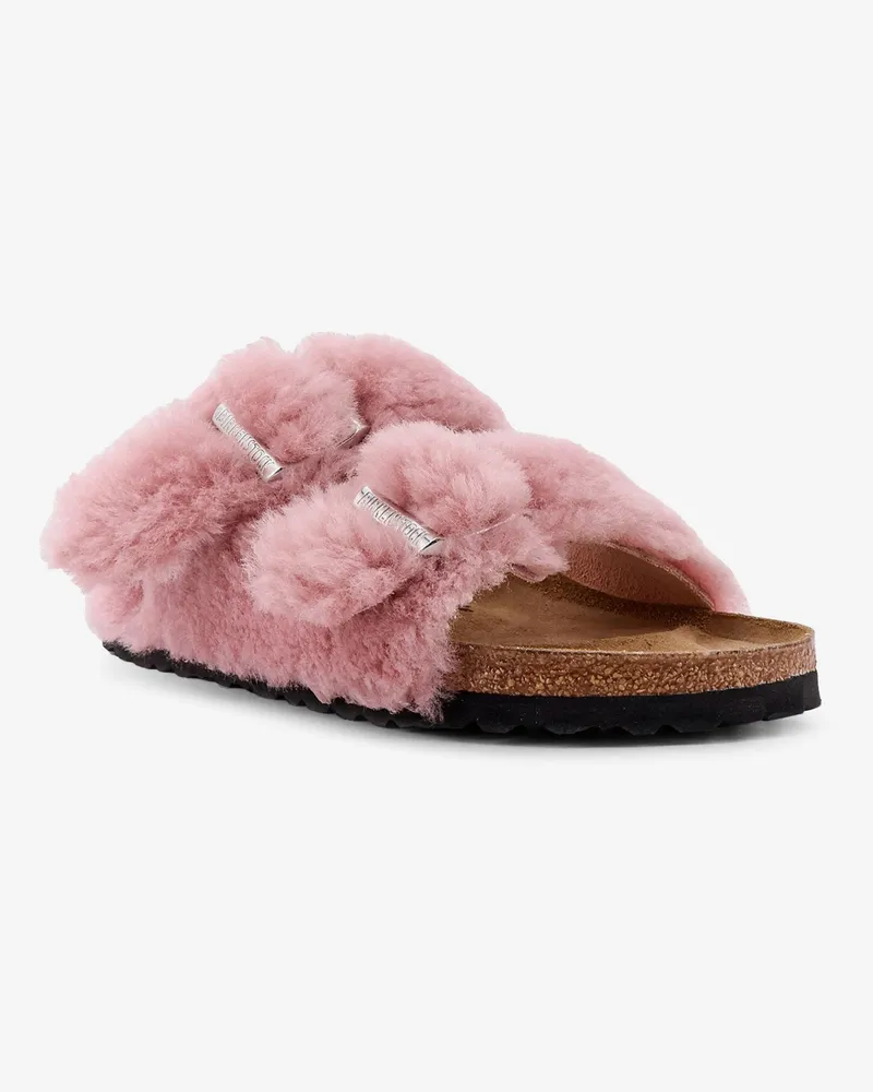Birkenstock Women's Faux Fur Low Sandals Pink Leather Pink