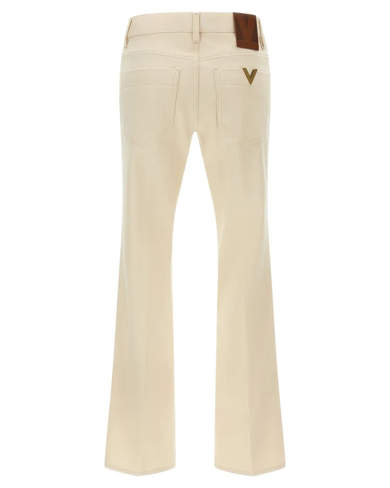 Valentino Garavani Women's Beige Cotton Flared Jeans Clothing Beige