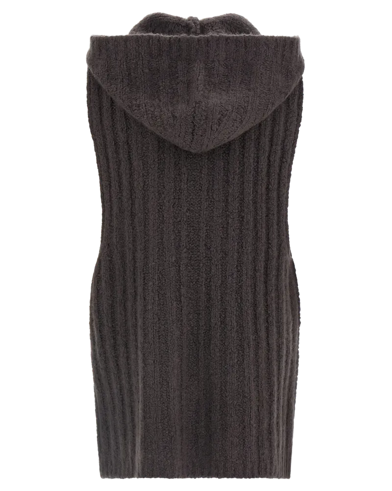 Rick Owens Hooded Cashmere Tank Top — Gray Gray