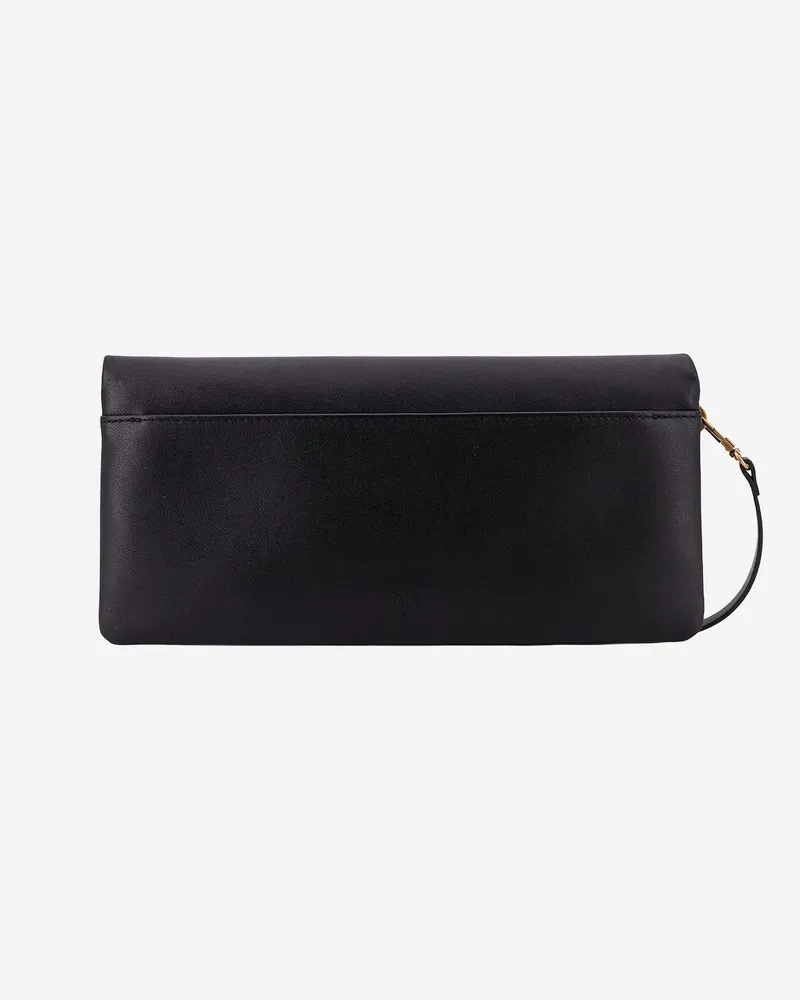 Pinko Women's Love Bag Click Soft Leather Clutch Black Shoulder Black
