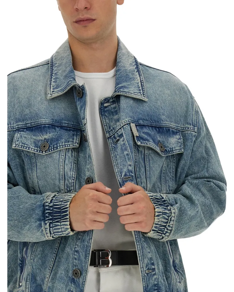 Balmain Cotton Denim Jacket — Blue Blue
