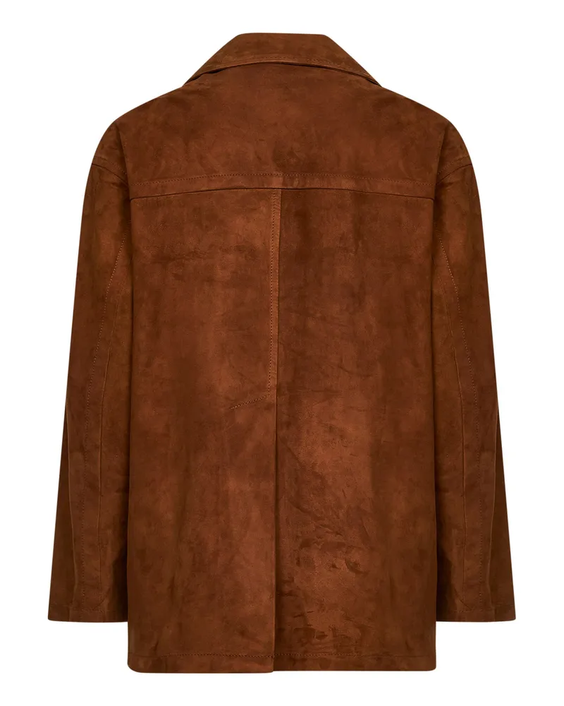 Salvatore Santoro Women's Blazer Jacket Tobacco Suede Brown Ovine Leather Brown