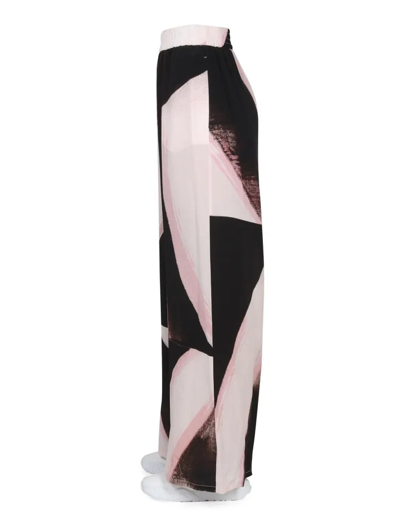 Alexander McQueen Brushstroke Graphic Silk Trousers — Black Black