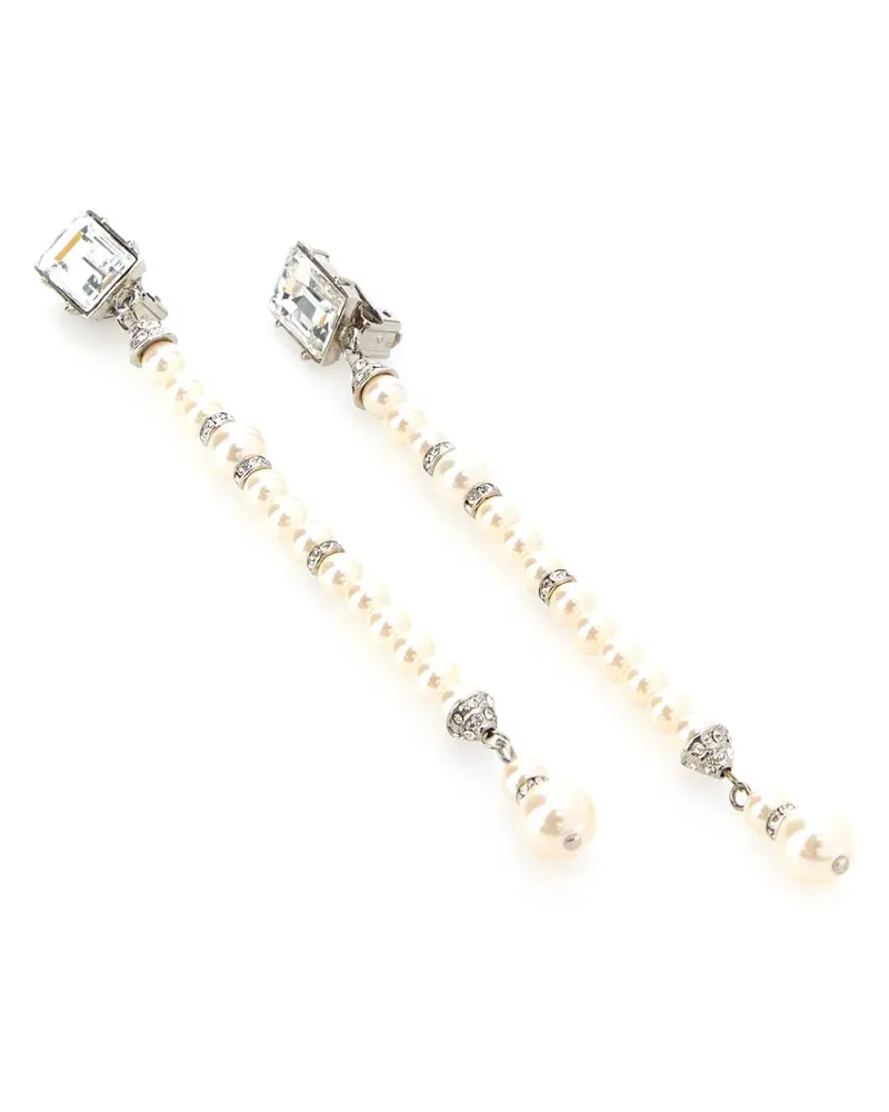 Alessandra Rich Women's Embellished Metal Earrings Pearlsilver Brass Glass Silver