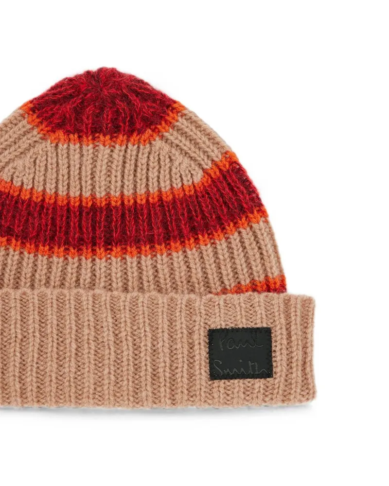 Paul Smith Striped Mohair and Wool Beanie — Beige Beige