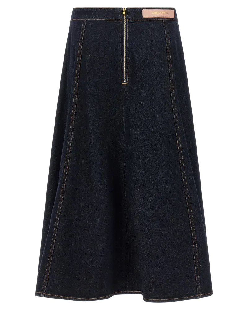 Alberta Ferretti Women's Blue Cotton Mini Skirt Blue