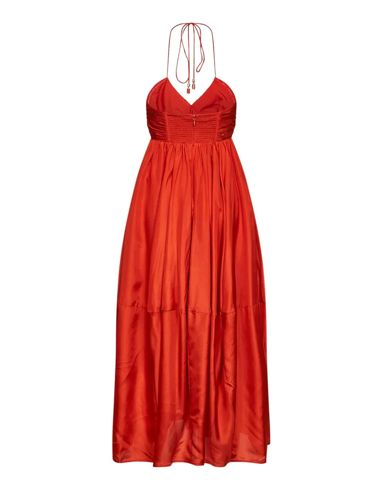 Zimmermann Women's Maxi Dress Mahon Tangerine Silk Orange Red