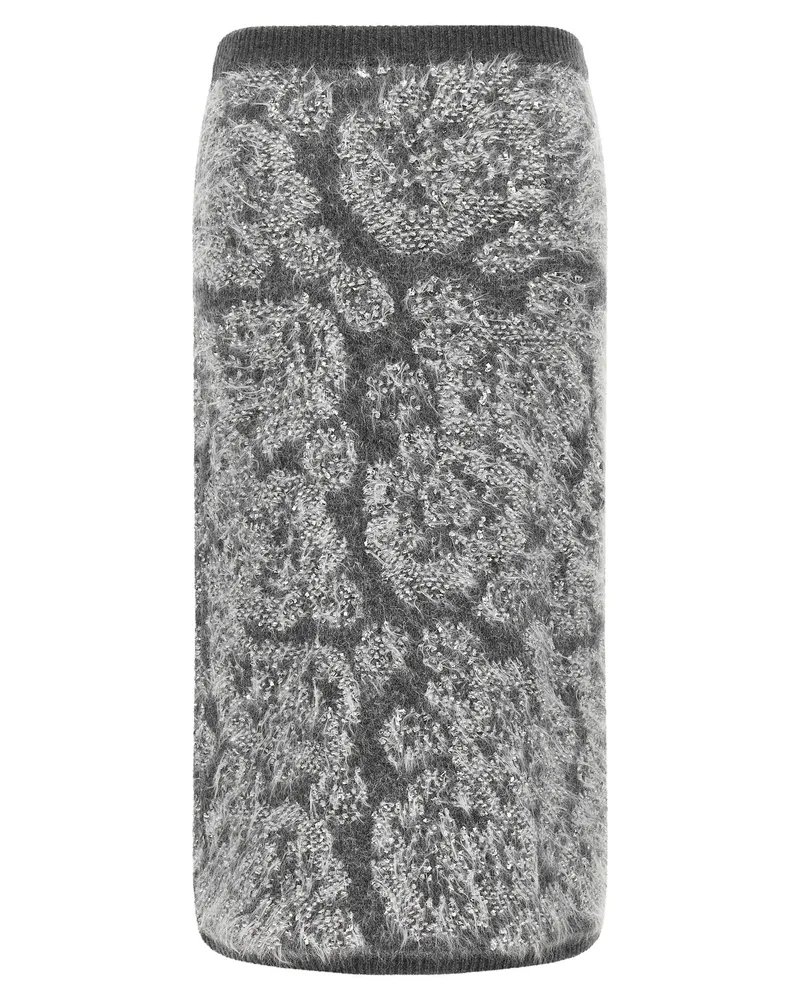 NUDE Jacquard Knit Midi Skirt — Gray Gray