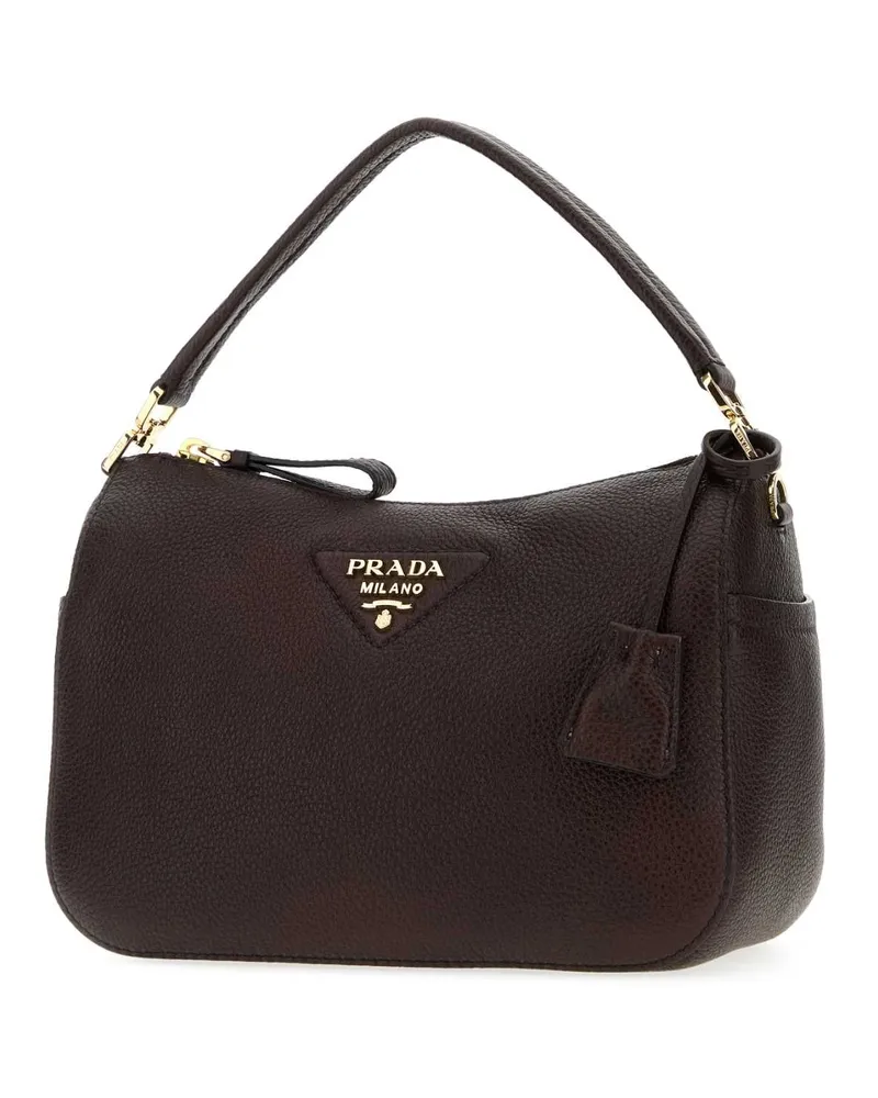 Prada Women's Dark Brown Leather Small Handbag Moro T 1 Borse A Mano Bag Brown