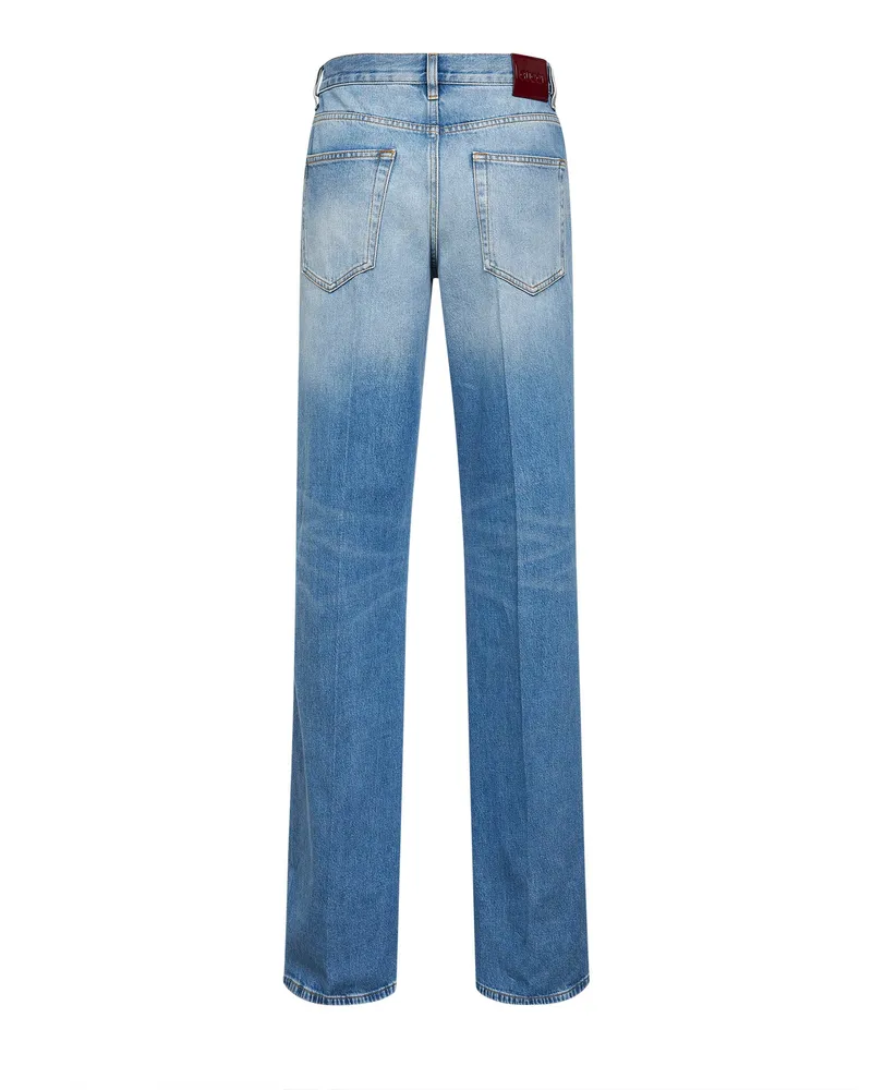 Gucci Women's Light Blue Flared Cotton Denim Jeans Blue
