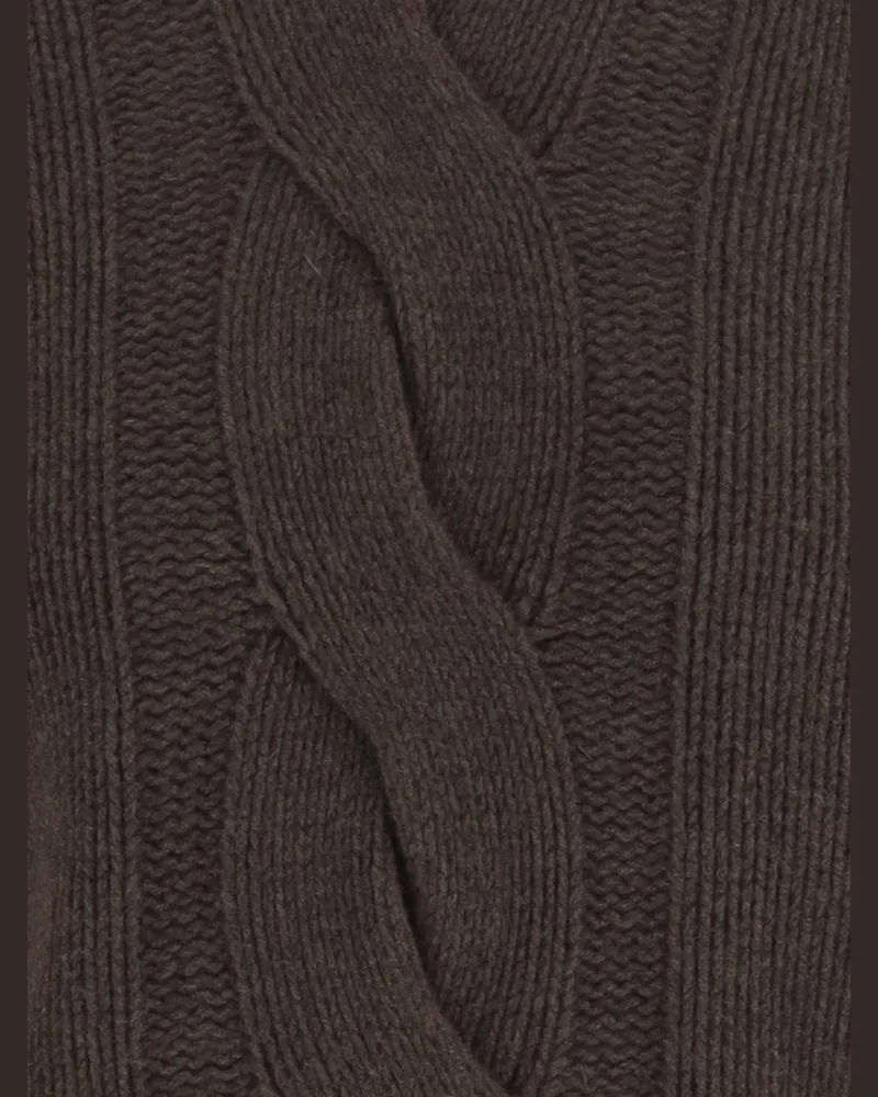 Bruno Manetti Women's Cable-Knit Sweater Dark Brown Virgin Wool Brown