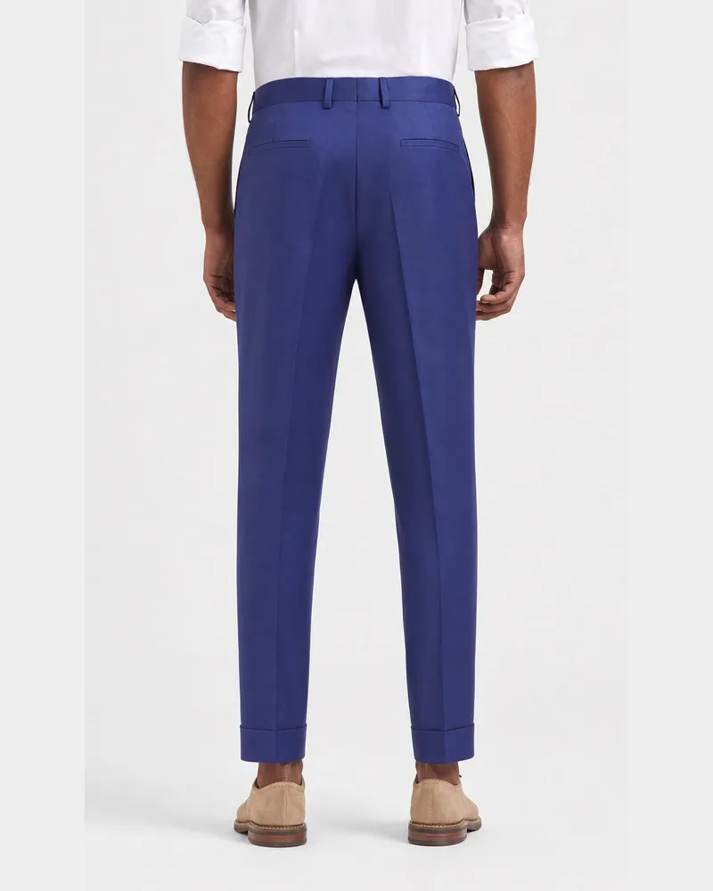 Brunello Cucinelli Mens Blue Wool Pleated Trousers Blue