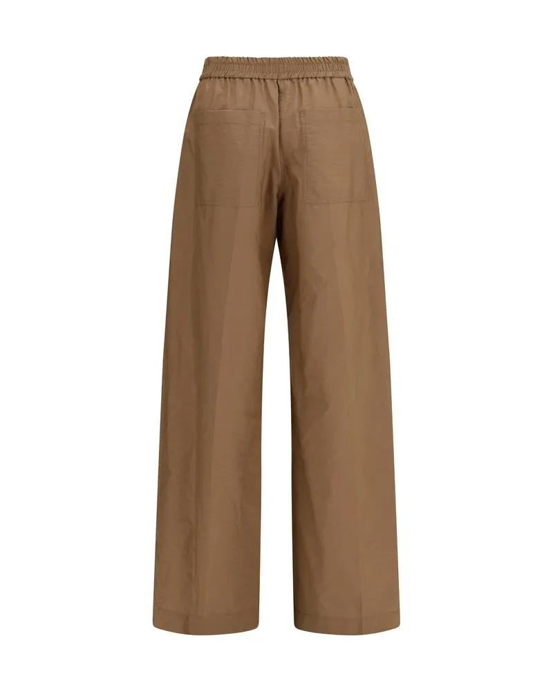Brunello Cucinelli Women's Brown Cotton Casual Pants Brown